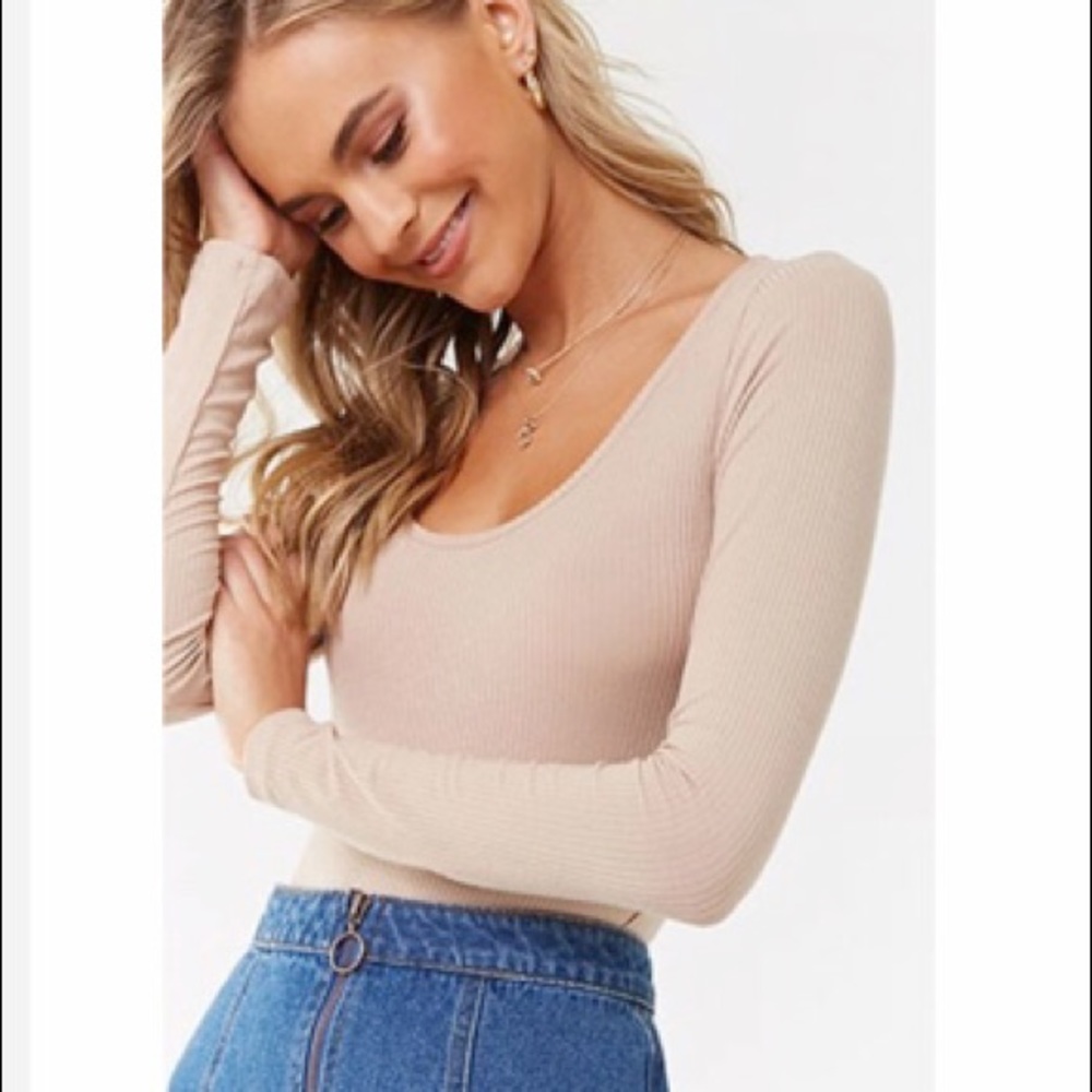 Robbed Scoop Neck Bodysuit